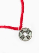 Браслет-оберег «Красная нить» на богатство, монетка, цвет серебро, 35 см (комплект 2 шт) - фото 61527779