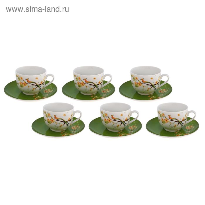 Набор чайный на 6 персон Paradise Bird, 12 предметов, чашка 250 мл, блюдце 15 см - Фото 1