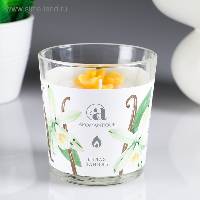 Свеча ароматическая в стакане "Сладкая ваниль" с фигуркой, 140 гр - Фото 1