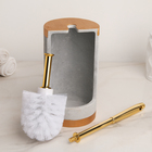 Набор аксессуаров для ванной комнаты «Лора», 4 предмета (дозатор 350 мл, мыльница, стакан, ёрш), цвет серый - Фото 4