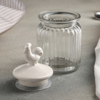 Банка стеклянная для сыпучих продуктов с керамической крышкой «Петух», 300 мл, 7.5×14.5 см, цвет крышки белый - Фото 2