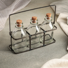 Набор бутылей стеклянных для специй на подставке «Парфе», 170 мл, 18,5×6,5×12 см, 3 шт - фото 8957747