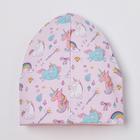 Шапочка для девочки, цвет розовый/единороги, размер 46-50 - Фото 3