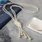 Бусы «Узел», 2 нити, бусины №6-14, цвет молочный, 80 см - Фото 6