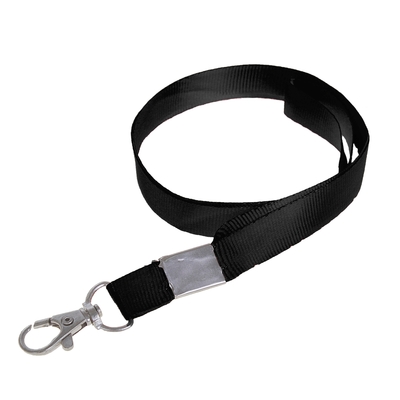 Лента для бейджа, 15 мм × 80 см, с металлическим карабином, чёрная
