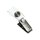 Прищепка металлическая для бейджа, с пластиковой петлей, на кнопке - Фото 3