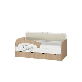 Кровать-тахта «Кот 800.4», 1600 × 800 мм, без подушек и бортика, цвет туя светлая / белый