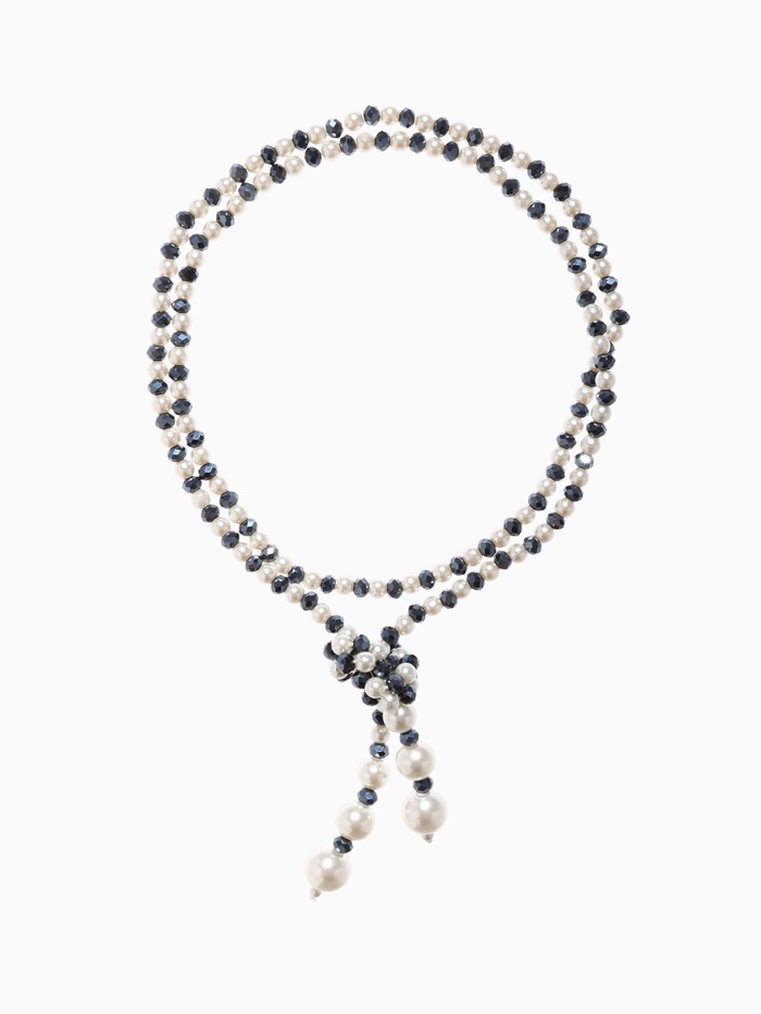 Бусы «Роскошный жемчуг» гирлянда, d=0.8, молочно-синие, 107 см - Фото 1