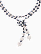 Бусы "Роскошный жемчуг" гирлянда, d=0,8, цвет молочно-синий, 107см - фото 809214058