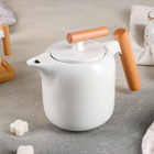 Набор керамический чайный на деревянной подставке «Эстет», 5 предметов: чайник с ситом 600 мл, 4 кружки 200 мл, 10,5×7×6,5 см - Фото 4