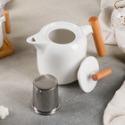 Набор керамический чайный на деревянной подставке «Эстет», 5 предметов: чайник с ситом 600 мл, 4 кружки 200 мл, 10,5×7×6,5 см - Фото 5