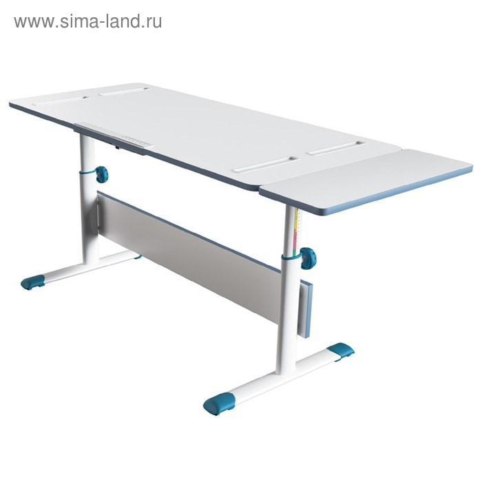 Комплект растущая парта-трансформер Polini kids City D2 с боковой приставкой, 140х55 см, синий - Фото 1