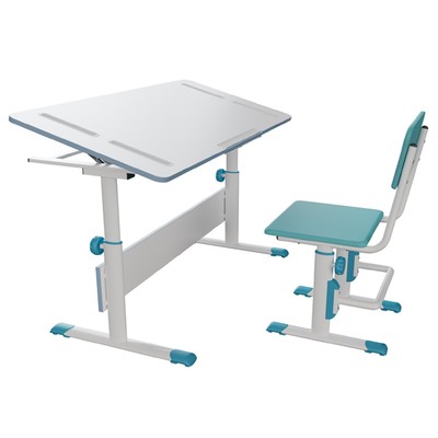 Комплект растущая парта-трансформер Polini kids City D2 с задней приставкой, 120x75 см, серый