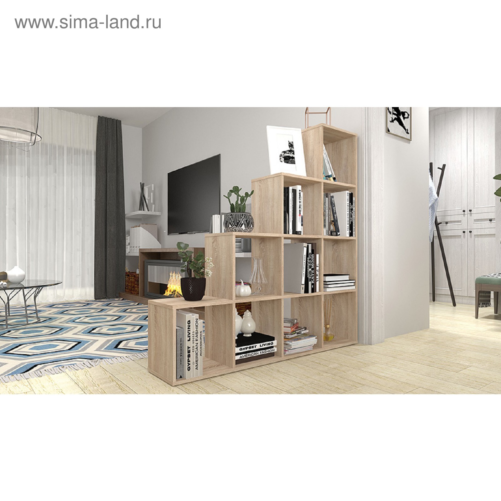 Стеллаж Polini Home Smart, каскадный 10 секций, цвет дуб (4875465 ...