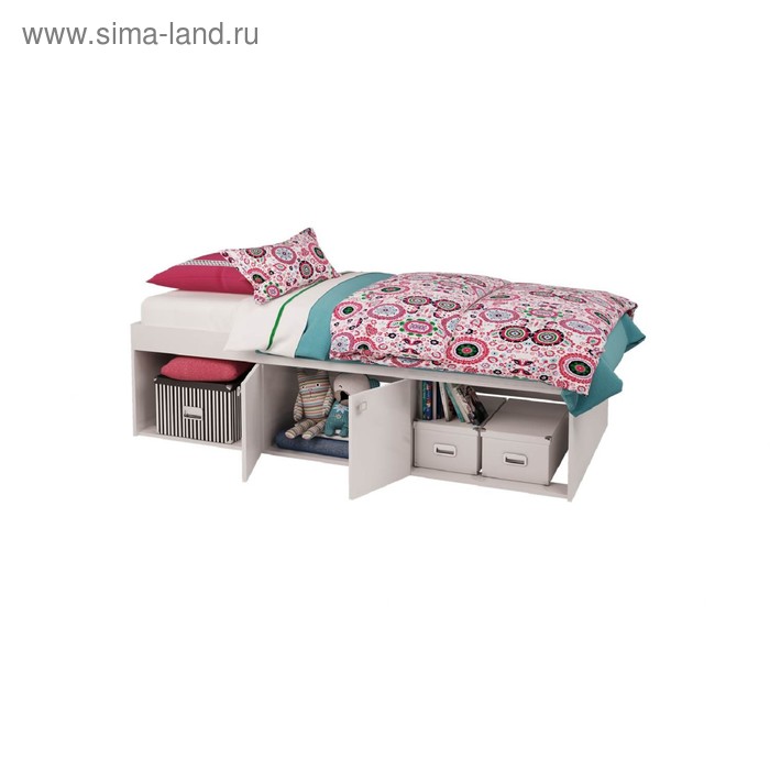 Кровать детская Polini kids Simple 3000 Н с нишами, цвет белый