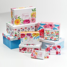 Набор коробок 10 в 1, упаковка подарочная, «Цветочная феерия», 12 х 7 х 4 - 32,5 х 20 х 12,5 см