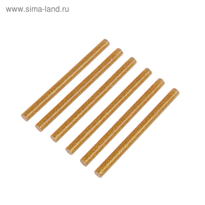 Клеевые стержни ТУНДРА, 7×100 мм, золотистые с блестками, 6 шт.