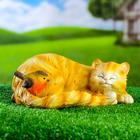 Садовая фигура "Кошка спящая с птичкой" 13х29см - Фото 5