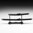 Макет оружия «Сувенирные катаны на подставке 2в1. Рептилия», подарочный набор, ножны кожзам, чёрный 47 см; 70 см - Фото 2