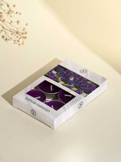 Набор свечей ароматических чайных «Горная лаванда», в подарочной коробке, 6 шт.