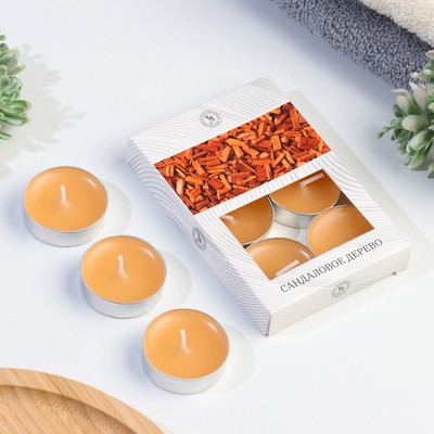 Набор чайных свечей ароматизированных "Сандаловое дерево" в подарочной коробке, 6 шт
