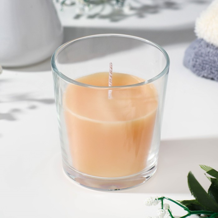 Свеча в гладком стакане ароматизированная "Капучино", 8,5 см - Фото 1