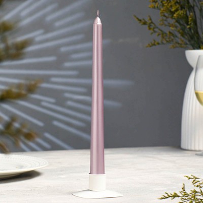 Свеча античная, 2,3х 25  см, лакированная  , розовый металлик