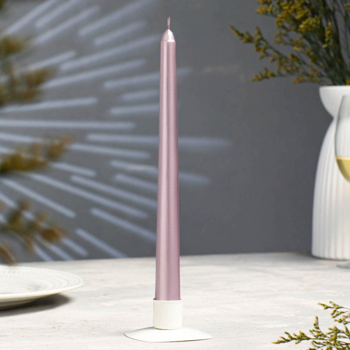 Свеча античная, 2,3х 25  см, лакированная  , розовый металлик - Фото 1