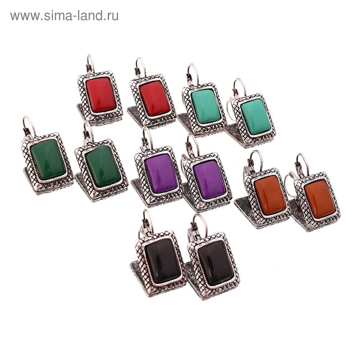 Серьги ассорти «Прямоугольник» прелестница, цвет микс - Фото 1