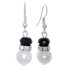 Серьги с жемчугом «Шарики с бусиной», цвет черно-белый в серебре - Фото 1