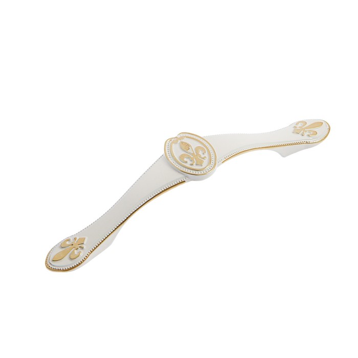 Ручка-скоба мебельная PC174, 96 мм, цвет белый с золотым