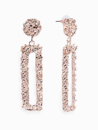 Серьги металл «Карибы» длинный прямоугольник, цвет розовое золото