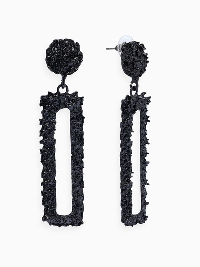 Серьги металл «Карибы» длинный прямоугольник, цвет чёрный