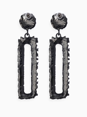 Серьги металл «Карибы» длинный прямоугольник, цвет чёрный
