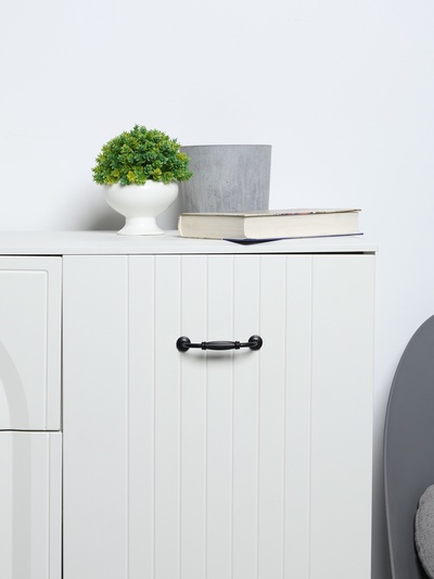 Ручка-скоба мебельная PC176, м/о 96 мм, цвет черный