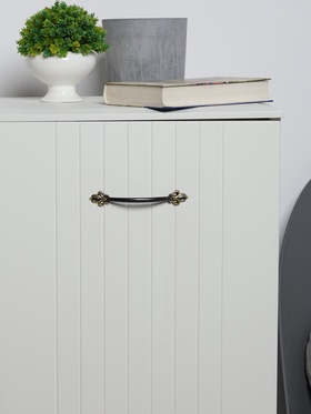 Ручка-скоба мебельная ТУНДРА PC182, м/о 96 мм, цвет черный с золотым 4686590