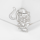 Брошь «Тигр», цвет белый в серебре - Фото 1