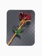 Брошь «Роза», красно-зелёный в золоте - Фото 4