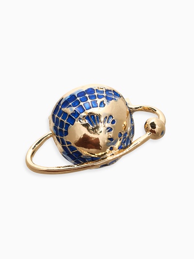 Брошь «Планета Земля», синяя в золоте