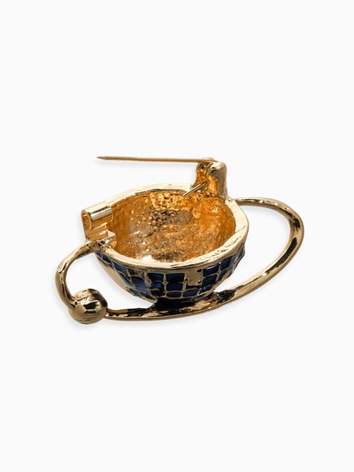 Брошь «Планета Земля», синяя в золоте