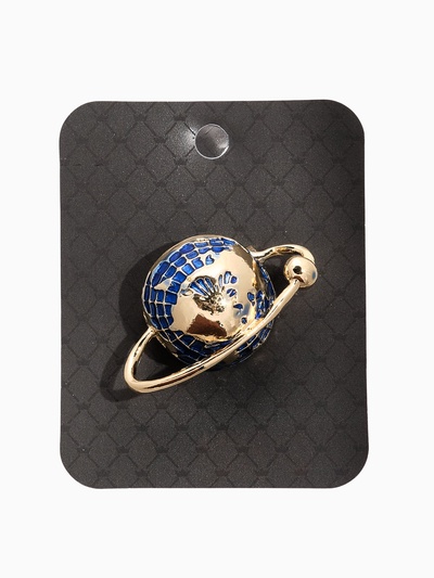 Брошь «Планета Земля», синяя в золоте