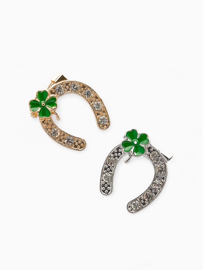 Брошь «Подкова с клевером - на удачу», МИКС