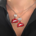 Кулоны «Неразлучники» губы, цвет красно-белый в чернёном серебре, 44 см - Фото 4