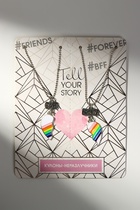 Кулоны парные на цепочке «Радуга в сердце», 45 см, цветные в серебре - Фото 5