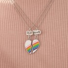 Кулоны парные на цепочке «Радуга в сердце», 45 см, цветные в серебре - Фото 7