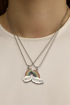 Кулоны парные на цепочке «Радуга», 45 см, цветные в серебре - Фото 2