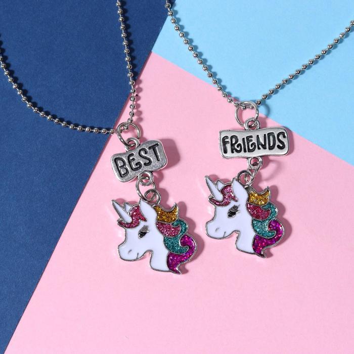 

Кулоны «Неразлучники» единороги, цветные в чернёном серебре, L=45 см