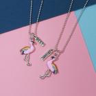 Кулоны "Неразлучники" фламинго, цветные в серебре, 45см - фото 8959832