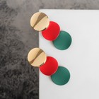 Серьги металл «Азелия» выгнутые круги, цвет красно-зелёный в золоте - фото 7240491