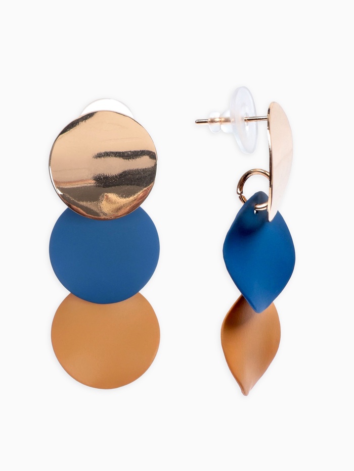 Серьги металл «Азелия» выгнутые круги, цвет бежево-синий в золоте - Фото 1